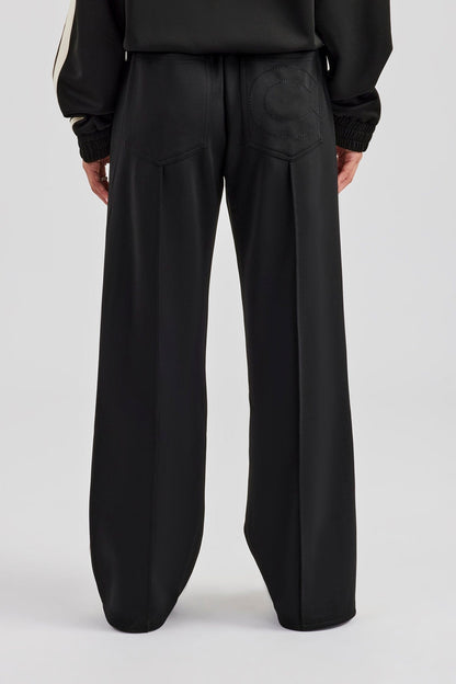 Taping Wide Leg Track Pant - Black - Kick Game