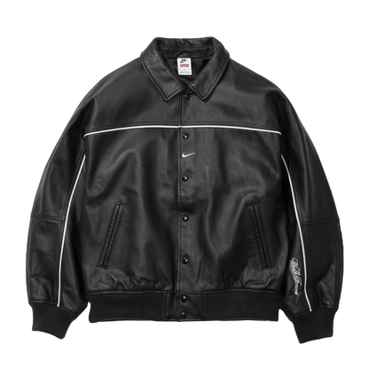 Supreme x Nike Leather Varsity Jacket 'Black' - Kick Game