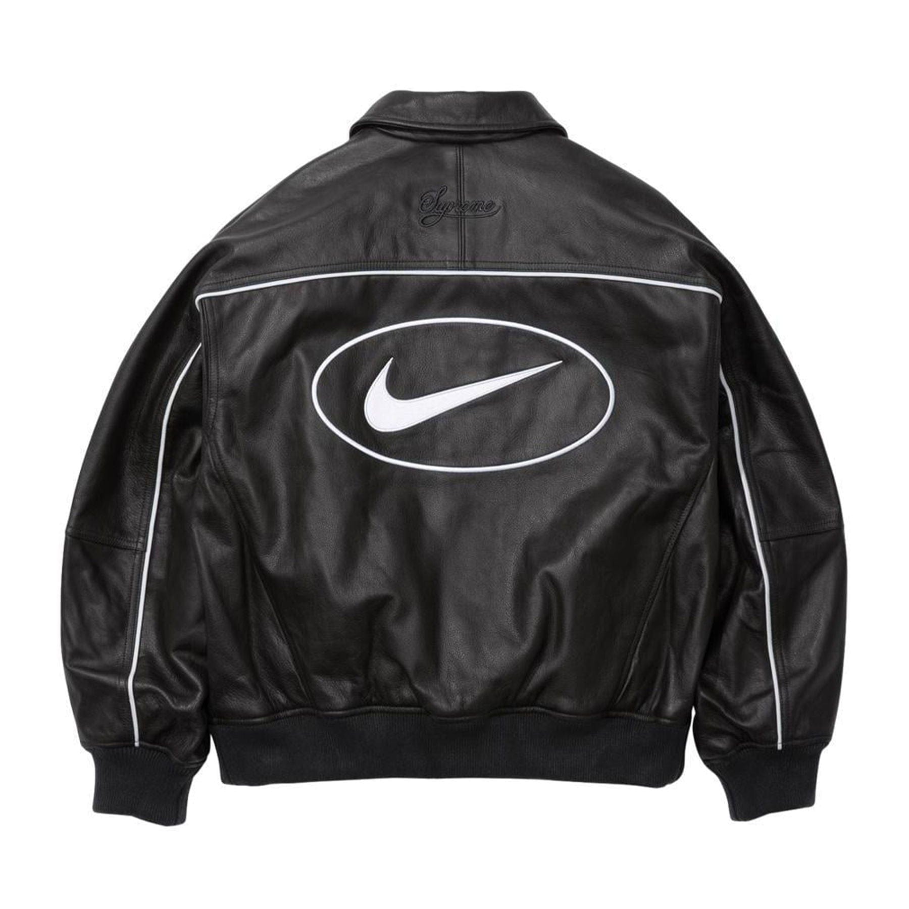 Supreme x Nike Leather Varsity Jacket 'Black' - Kick Game