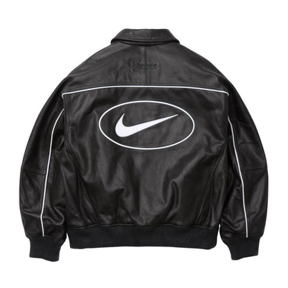 Supreme x Nike Leather Varsity Jacket 'Black' - Kick Game