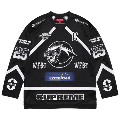 Supreme Rhinestone Hockey Jersey 'Black' - Kick Game