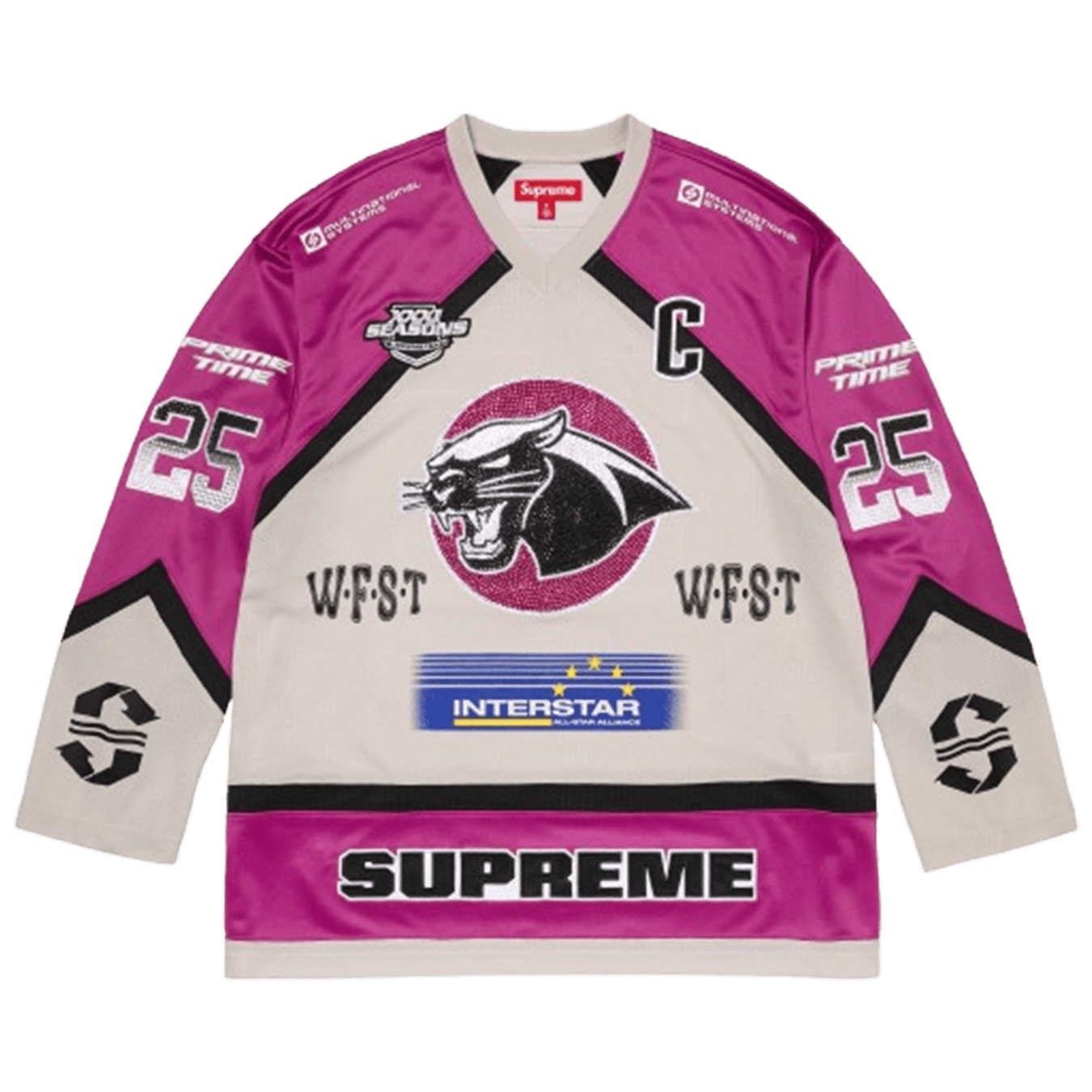 Supreme Rhinestone Hockey Jersey 'Light Grey' - Kick Game