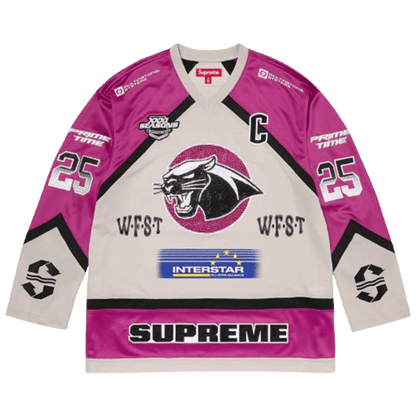 Supreme Rhinestone Hockey Jersey 'Light Grey' - Kick Game