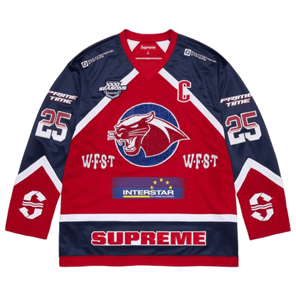 Supreme Rhinestone Hockey Jersey 'Red' - Kick Game