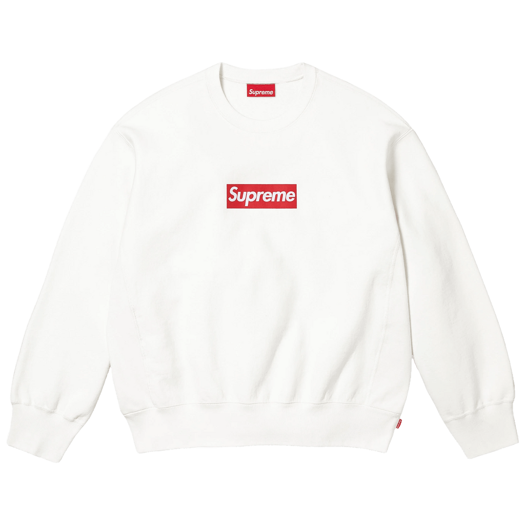 Supreme Washed Box Logo Crewneck 'White' (SS25) — Kick Game Supreme Washed Box Logo Crewneck 'White' (SS25) — Kick Game