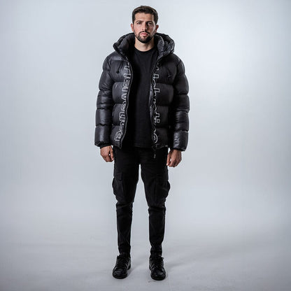 Helvetica Mountain Pioneers Silver 2 Hooded Down Jacket - Kick Game