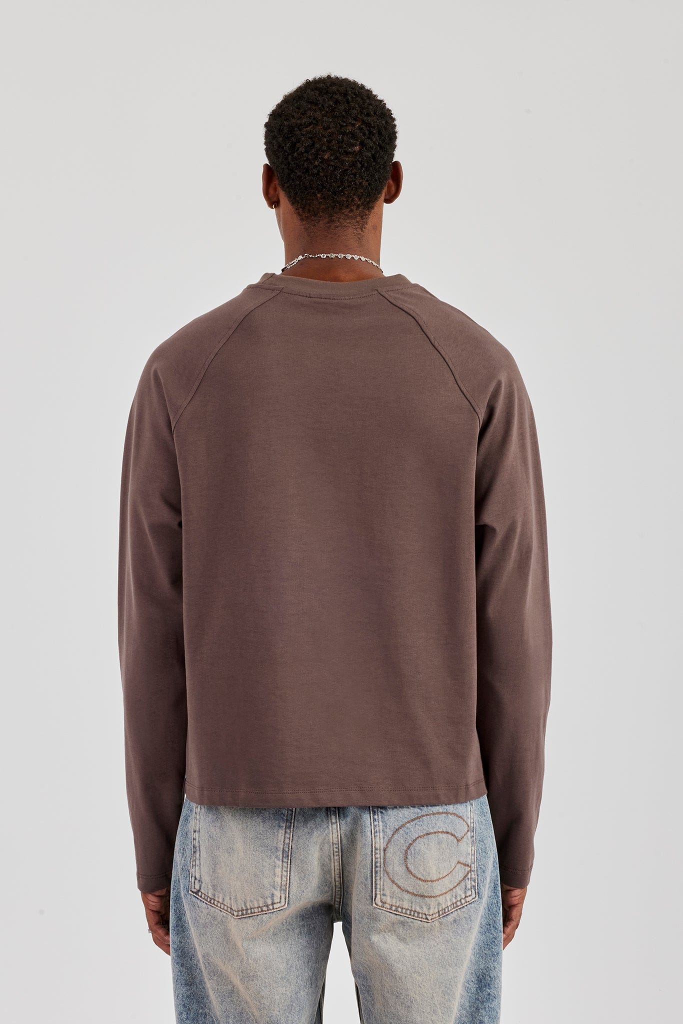 Long Sleeve Contrast Panel T-Shirt - Coffee - Kick Game