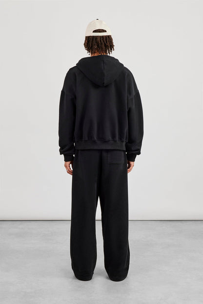 Zip Through Boxy Hoodie & Baggy Fit Jogger - Black - Kick Game