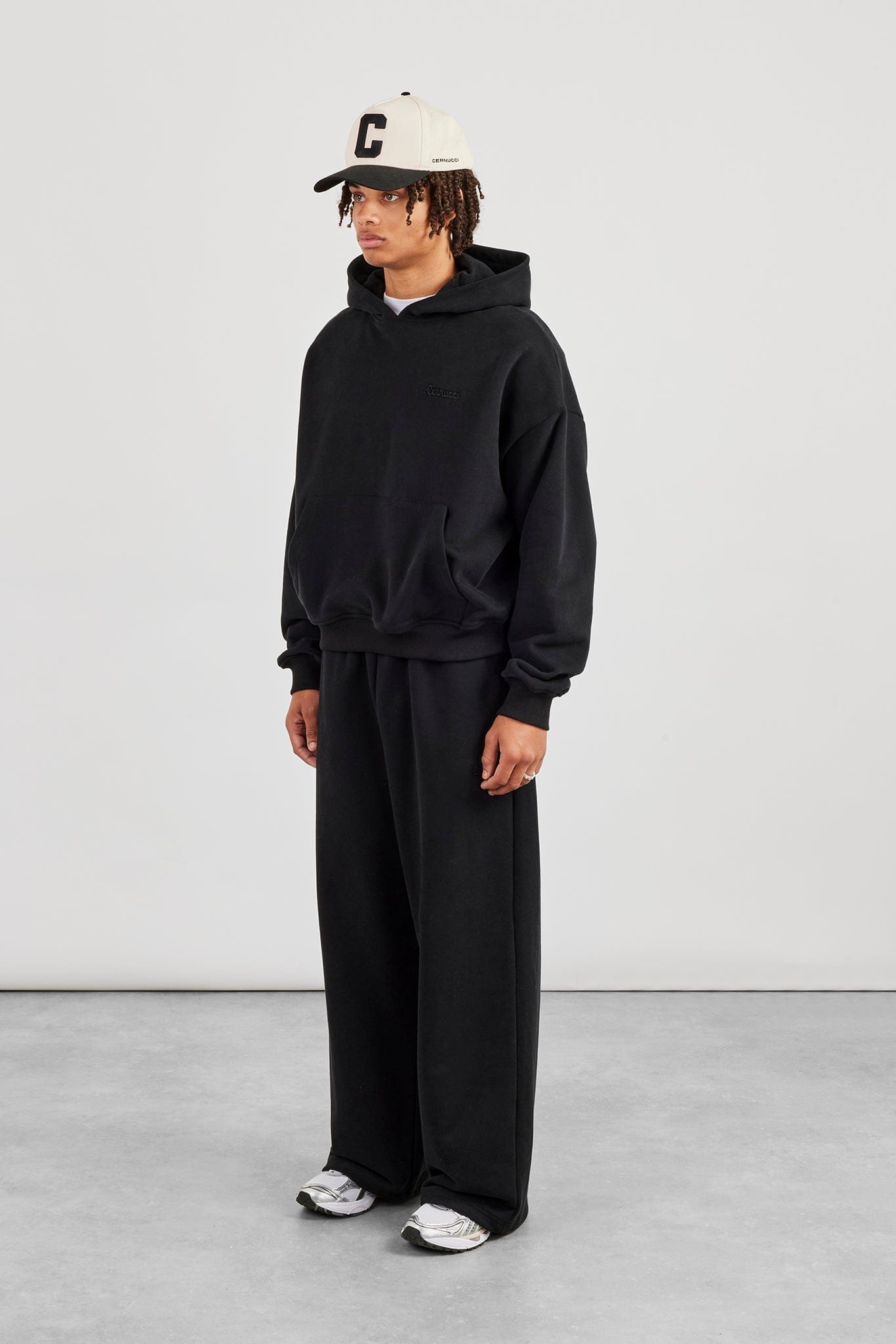 Boxy Hoodie & Baggy Fit Jogger - Black - Kick Game