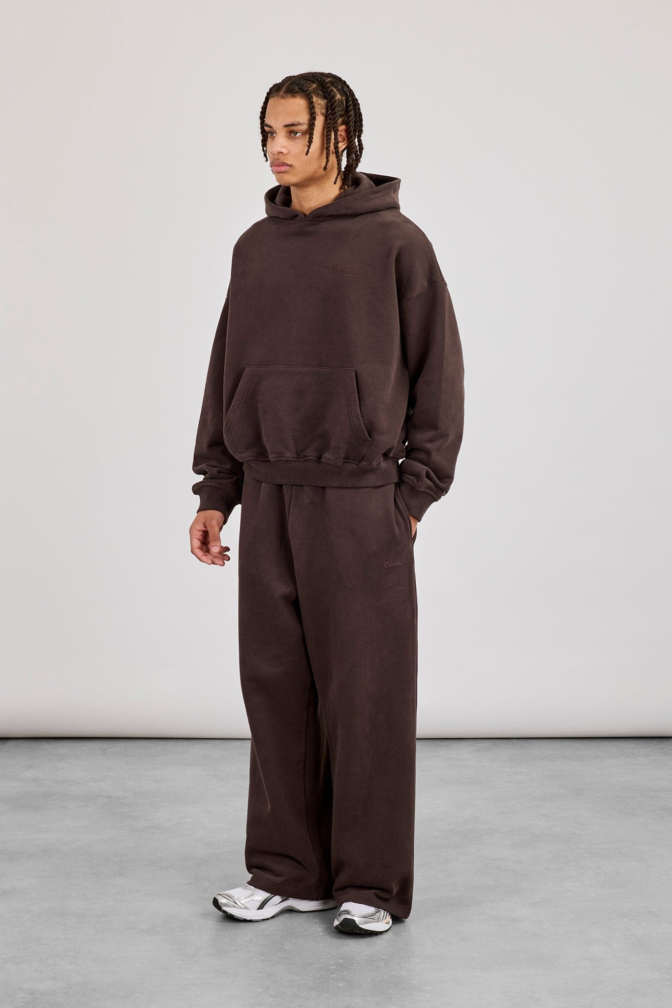 Mens Boxy Hoodie - Coffee - Kick Game