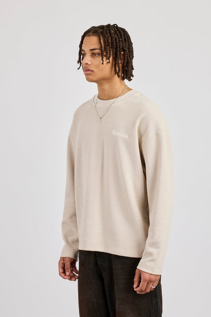 Waffle Long Sleeve T-Shirt - Stone - Kick Game