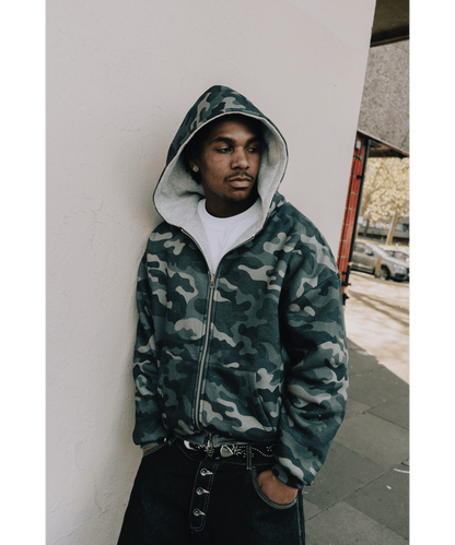 KAIZEN MARKET CAMO/GREY REVERSIBLE ZIP HOODIE - Kick Game