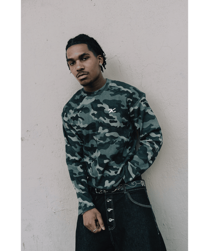 KAIZEN MARKET CAMO WAFFLE LONGSLEEVE - Kick Game