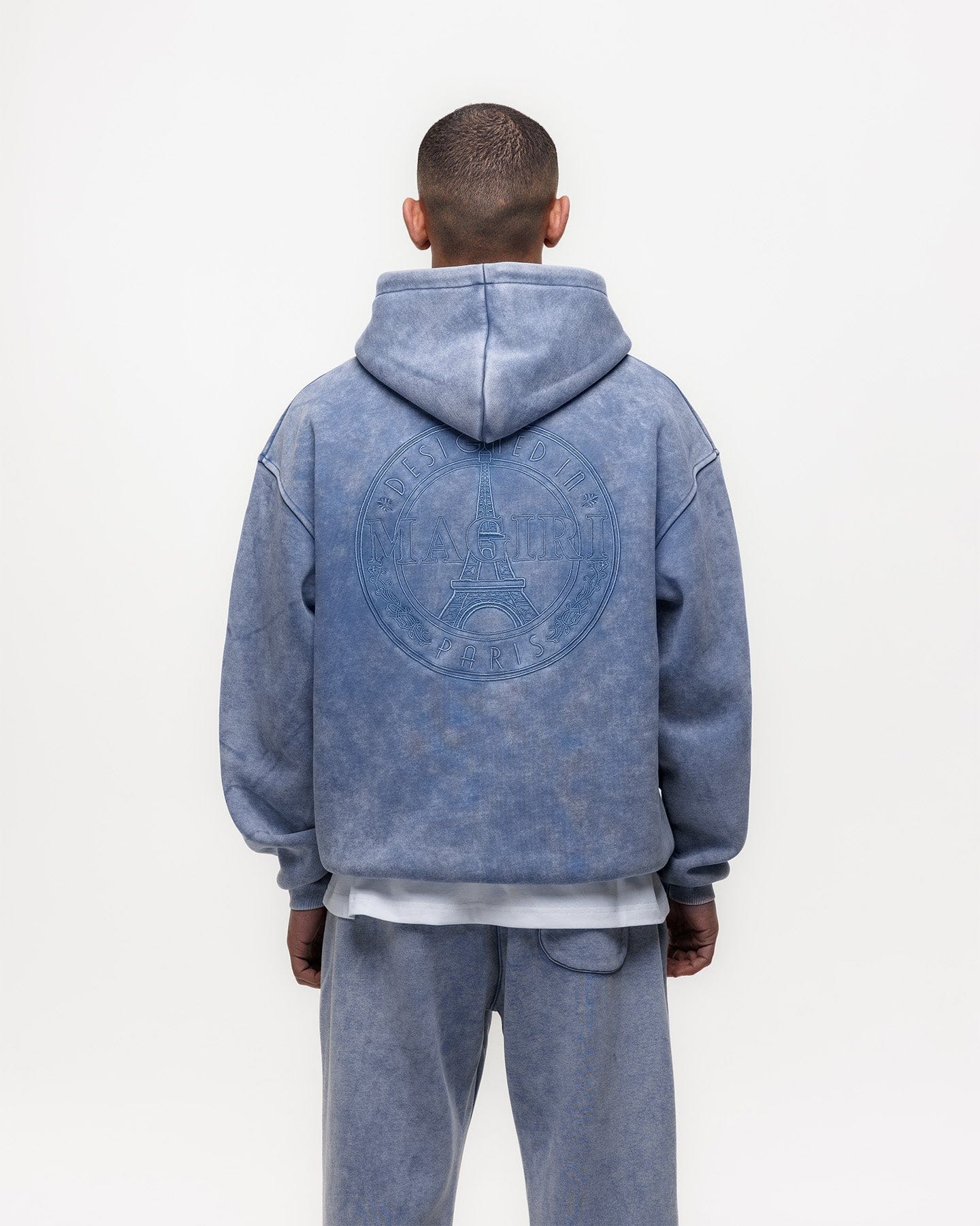Magiri Embroidered Acid Wash Hoodie 'Washed Blue' - Kick Game