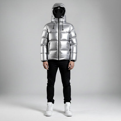 Cosmos Hooded Down Jacket - Silver - Kick Game