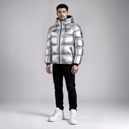 Cosmos Hooded Down Jacket - Silver - Kick Game