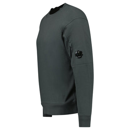 CP Company Diagonal Raised Fleece Crewneck Lens Sweatshirt Dark Shadow Grey - Kick Game