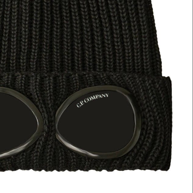 cp company goggle beanie CP Company Goggle Beanie Hat in Extra Fine Merino Wool Black – Kick Game