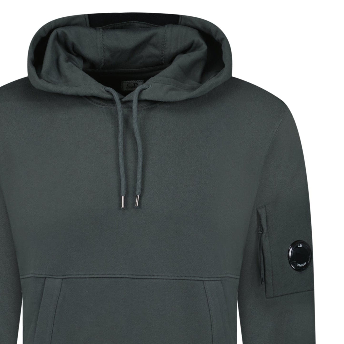 CP Company Lens Diagonal Raised Hooded Fleece Dark Shadow Grey - Kick Game