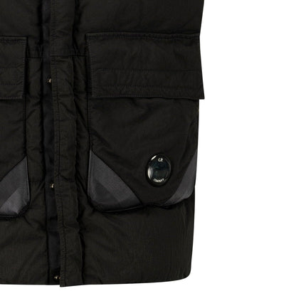 CP Company Lens Garment Dyed ECO-Chrome R Gilet in Black - Kick Game