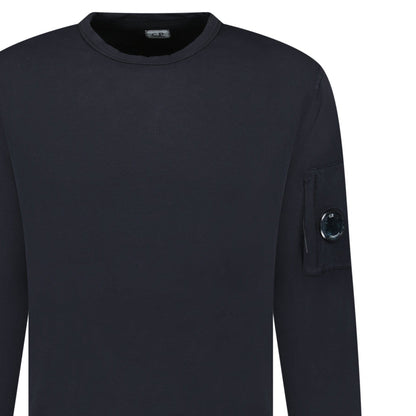 CP Company Lens Light Fleece Crewneck Sweatshirt Black - Kick Game