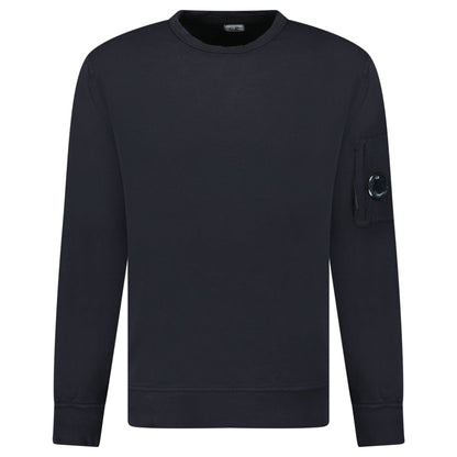 CP Company Lens Light Fleece Crewneck Sweatshirt Black - Kick Game
