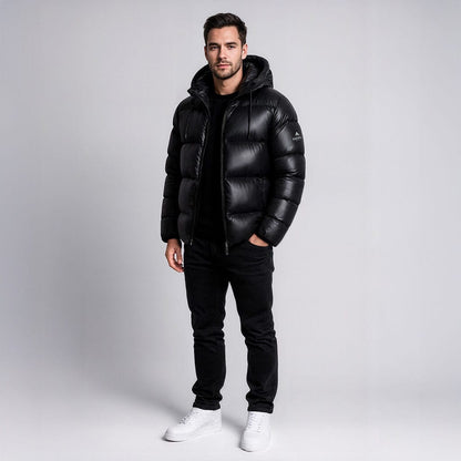 Helvetica Mountain Pioneers Edge Hooded Down Jacket - Kick Game