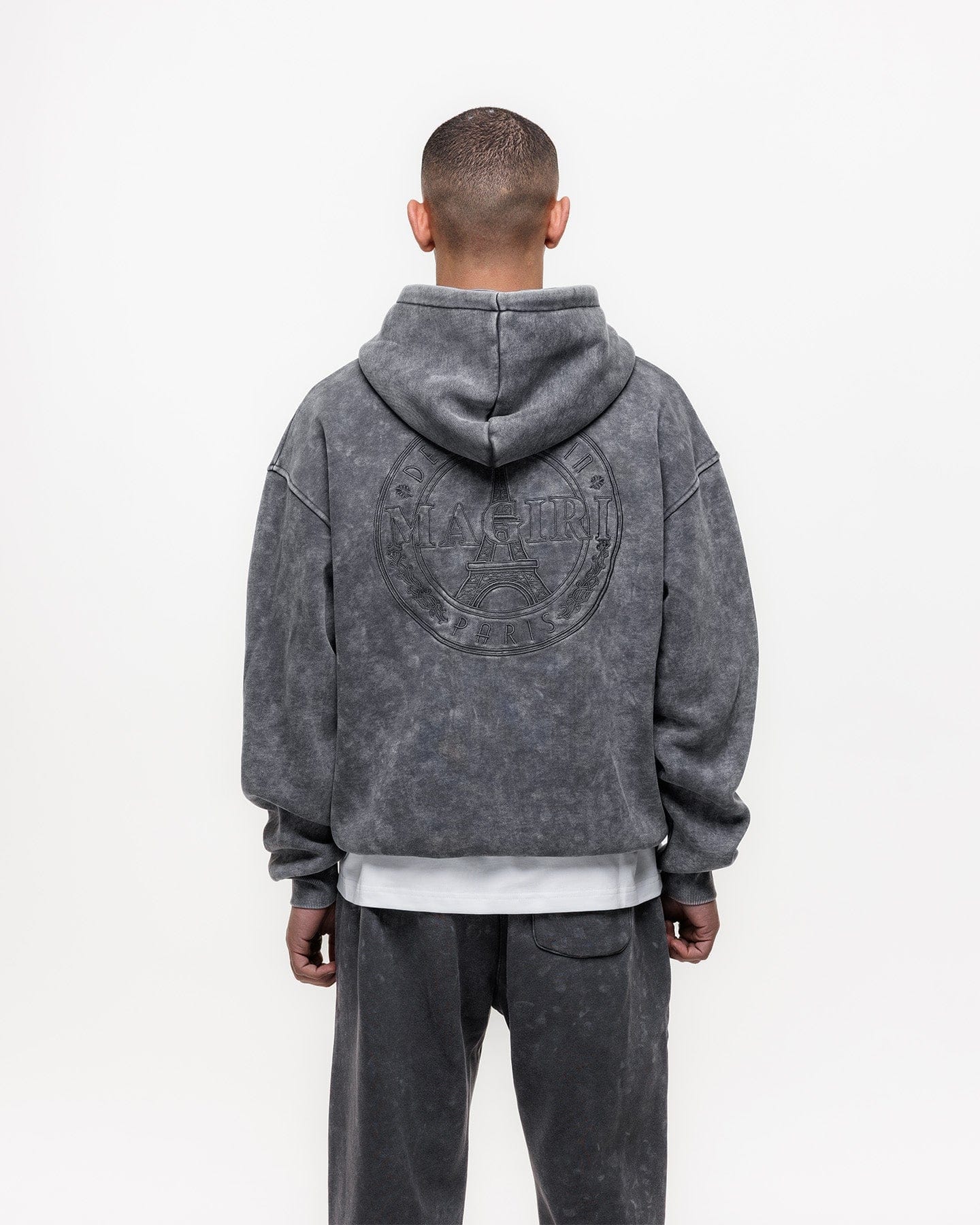 Magiri Embroidered Acid Wash Hoodie 'Washed Grey' - Kick Game