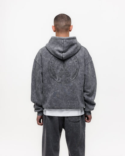 Magiri Embroidered Acid Wash Hoodie 'Washed Grey' - Kick Game