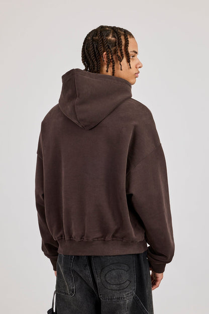 Mens Boxy Hoodie - Coffee - Kick Game