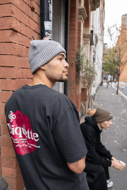 Etiquette Ribbed Beanie 'Grey' - Kick Game