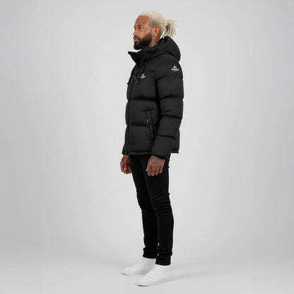 Helvetica Mountain Pioneers Middle Block Hooded Down Jacket - Kick Game