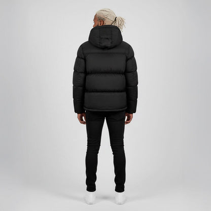 Helvetica Mountain Pioneers Middle Block Hooded Down Jacket - Kick Game