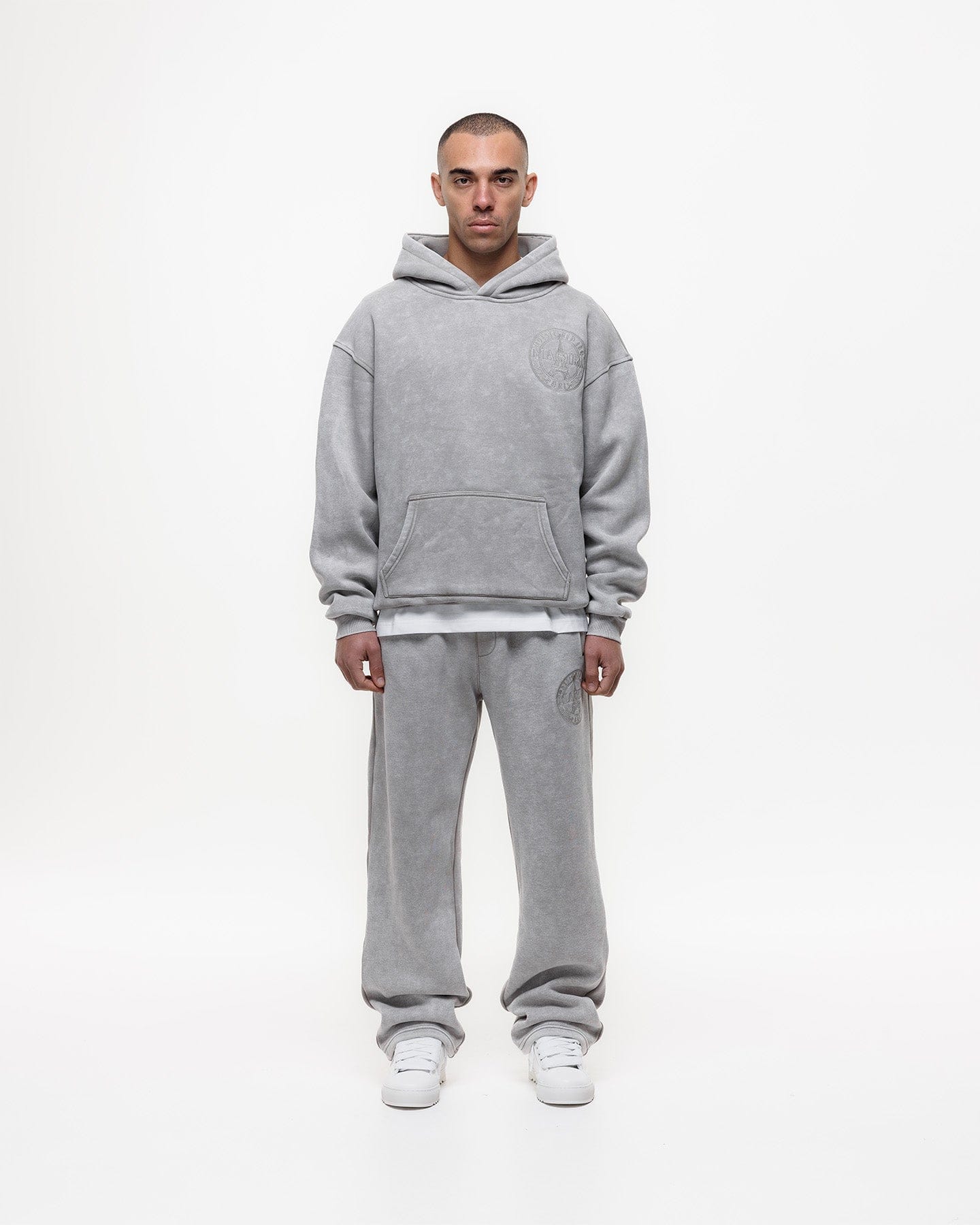 Magiri Embroidered Acid Wash Hoodie 'Washed Oatmeal' - Kick Game