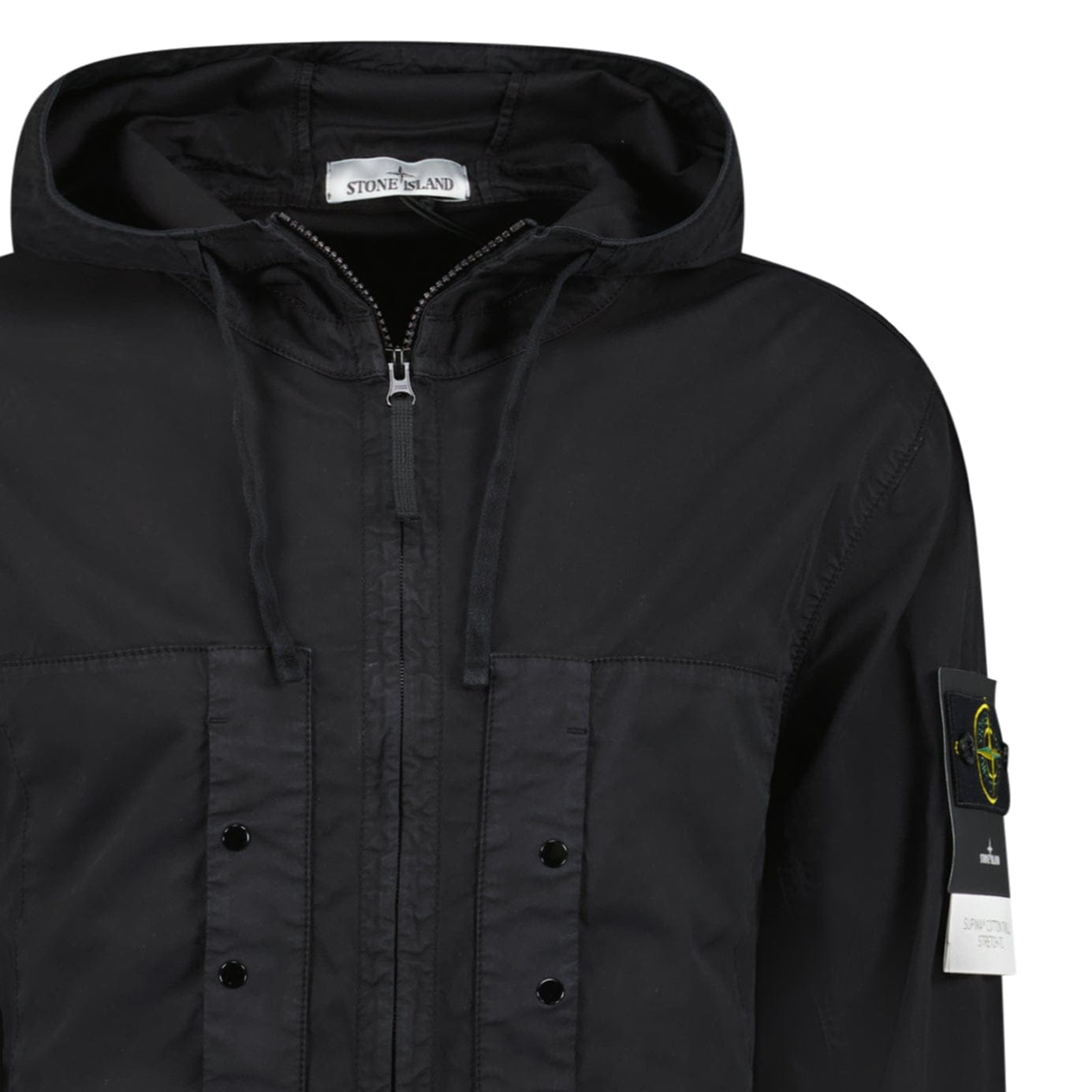 Stone Island Black Chest Pocket Hooded Jacket - Kick Game