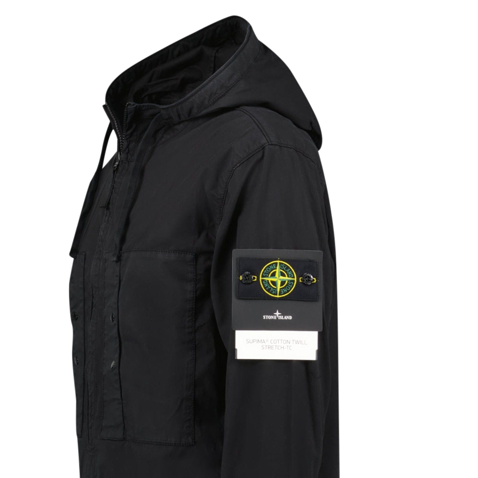 Stone Island Black Chest Pocket Hooded Jacket - Kick Game