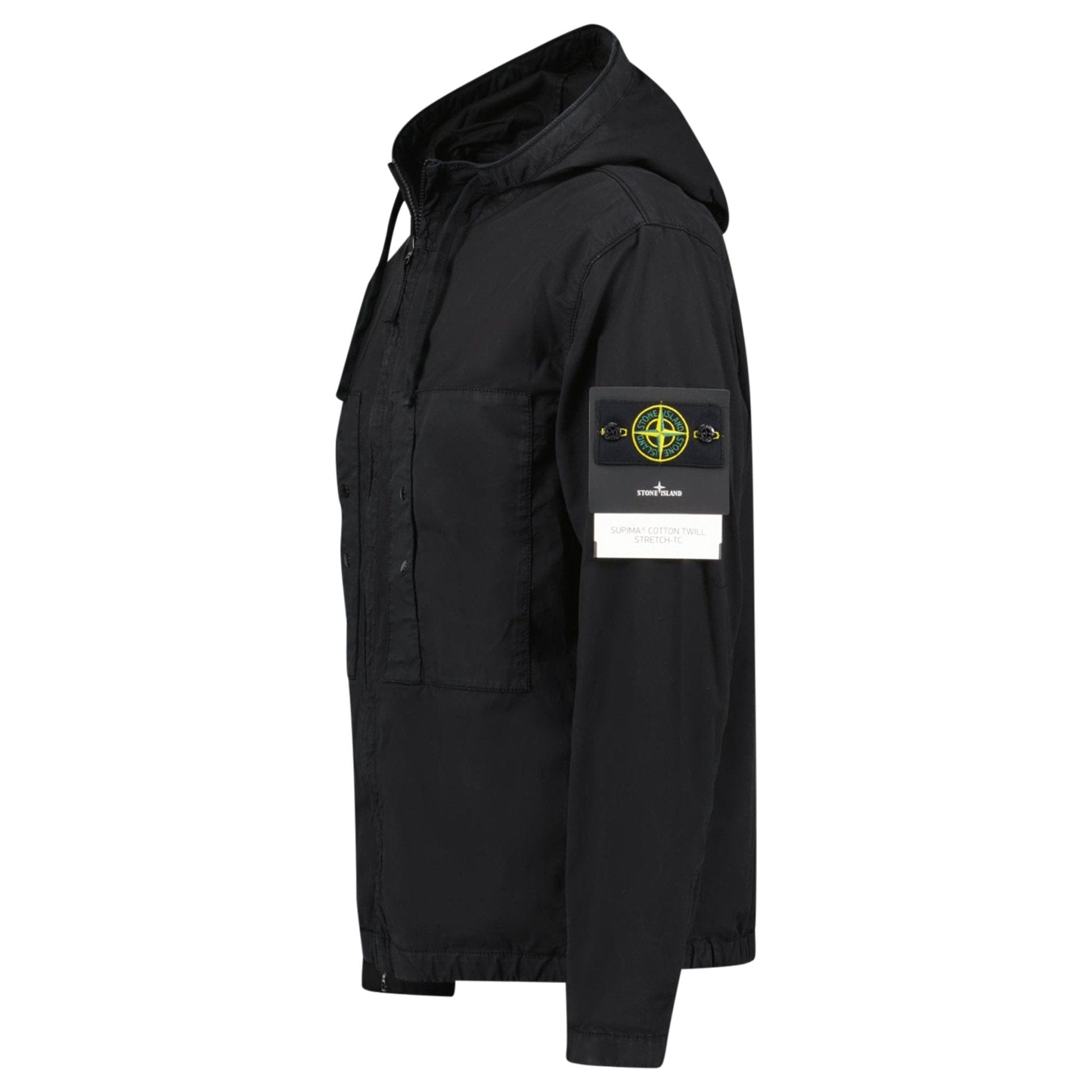 Stone Island Black Chest Pocket Hooded Jacket - Kick Game
