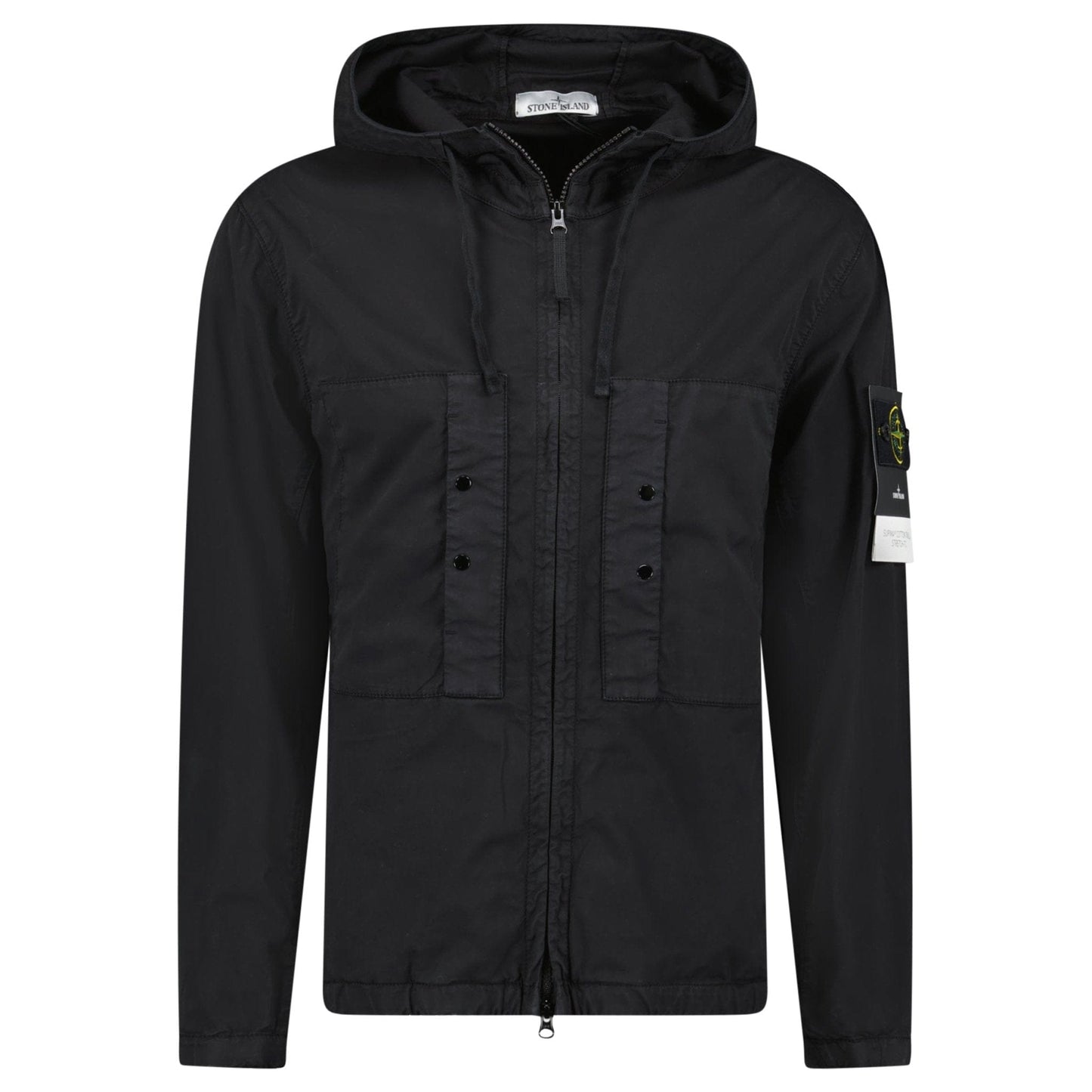 Stone Island Black Chest Pocket Hooded Jacket - Kick Game