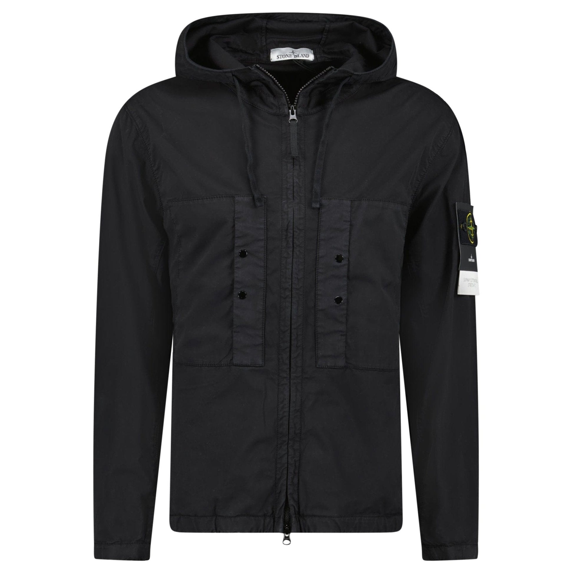 Stone Island Black Chest Pocket Hooded Jacket - Kick Game