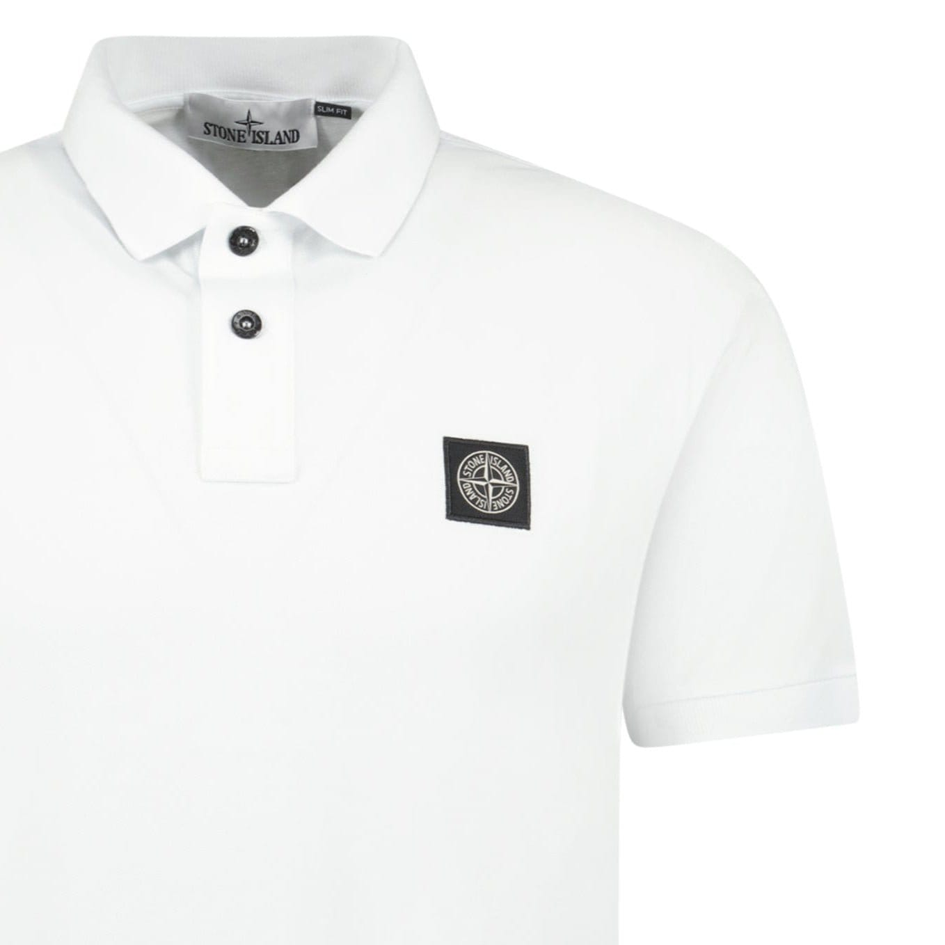 Stone Island Compass Badge Polo T-Shirt Slim Fit White - Kick Game