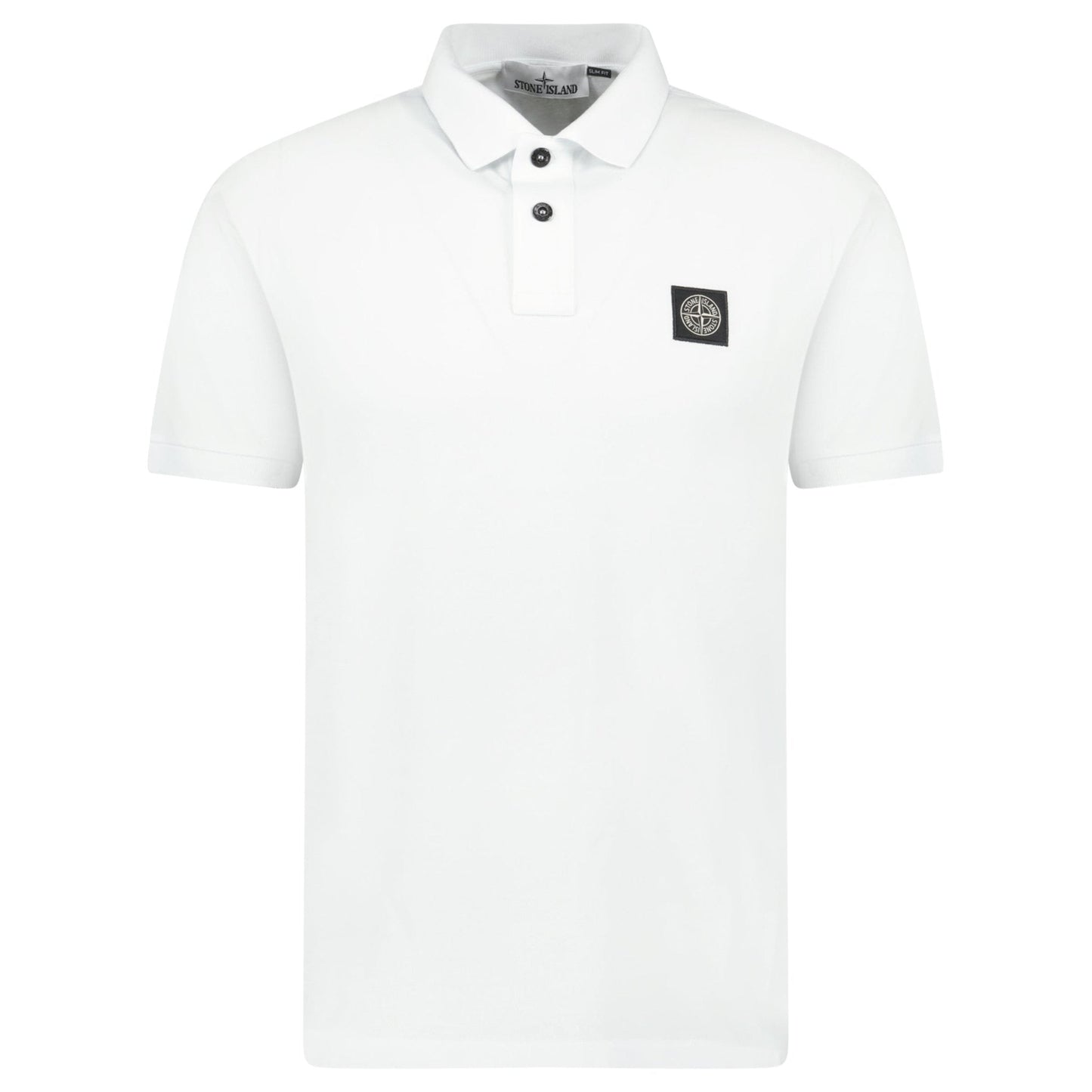 Stone Island Compass Badge Polo T-Shirt Slim Fit White - Kick Game
