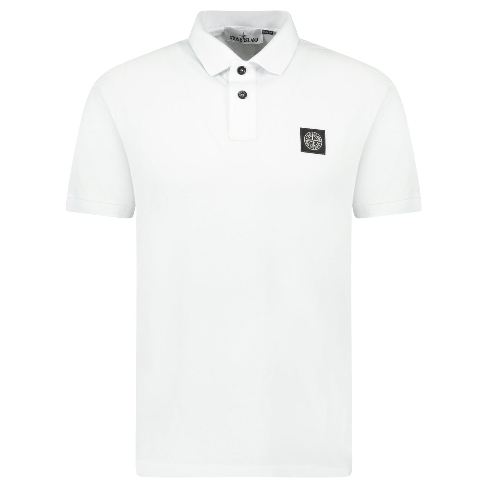 Stone Island Compass Badge Polo T-Shirt Slim Fit White - Kick Game