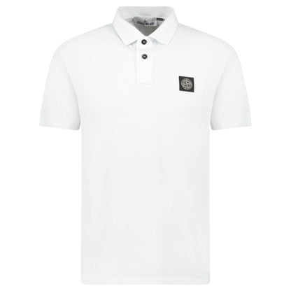 Stone Island Compass Badge Polo T-Shirt Slim Fit White - Kick Game