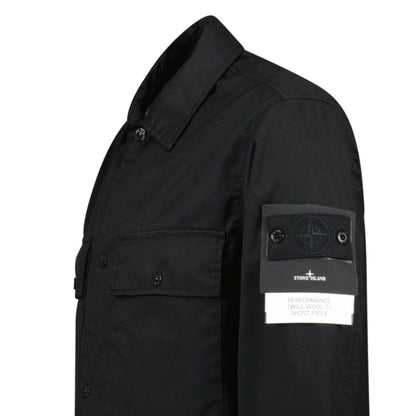 Stone Island Ghost Compass Twill Wool-TC Overshirt Black - Kick Game