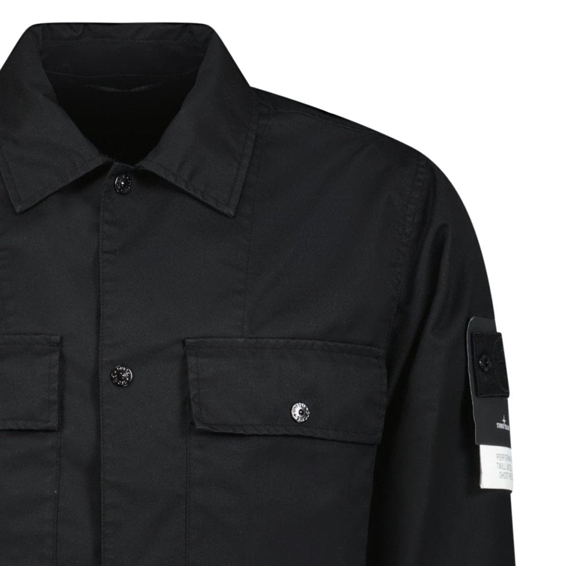 Stone Island Ghost Compass Twill Wool-TC Overshirt Black - Kick Game