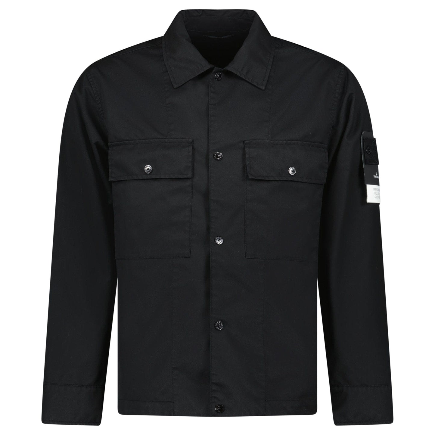 Stone Island Ghost Compass Twill Wool-TC Overshirt Black - Kick Game