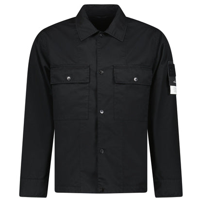 Stone Island Ghost Compass Twill Wool-TC Overshirt Black - Kick Game