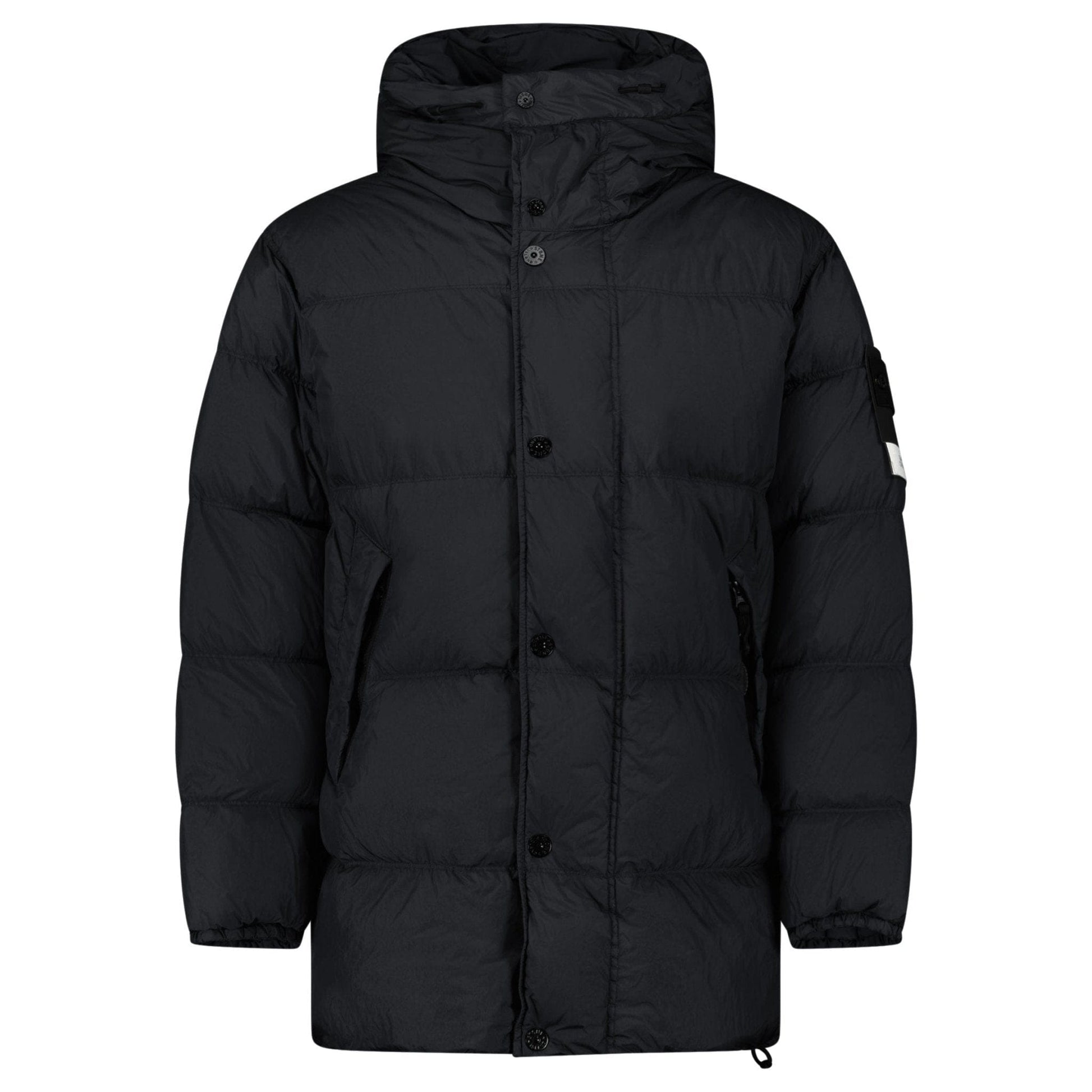 Stone Island Hooded Down Crinkle Reps NY Jacket in Black - Kick Game