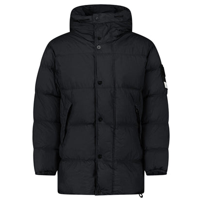 Stone Island Hooded Down Crinkle Reps NY Jacket in Black - Kick Game