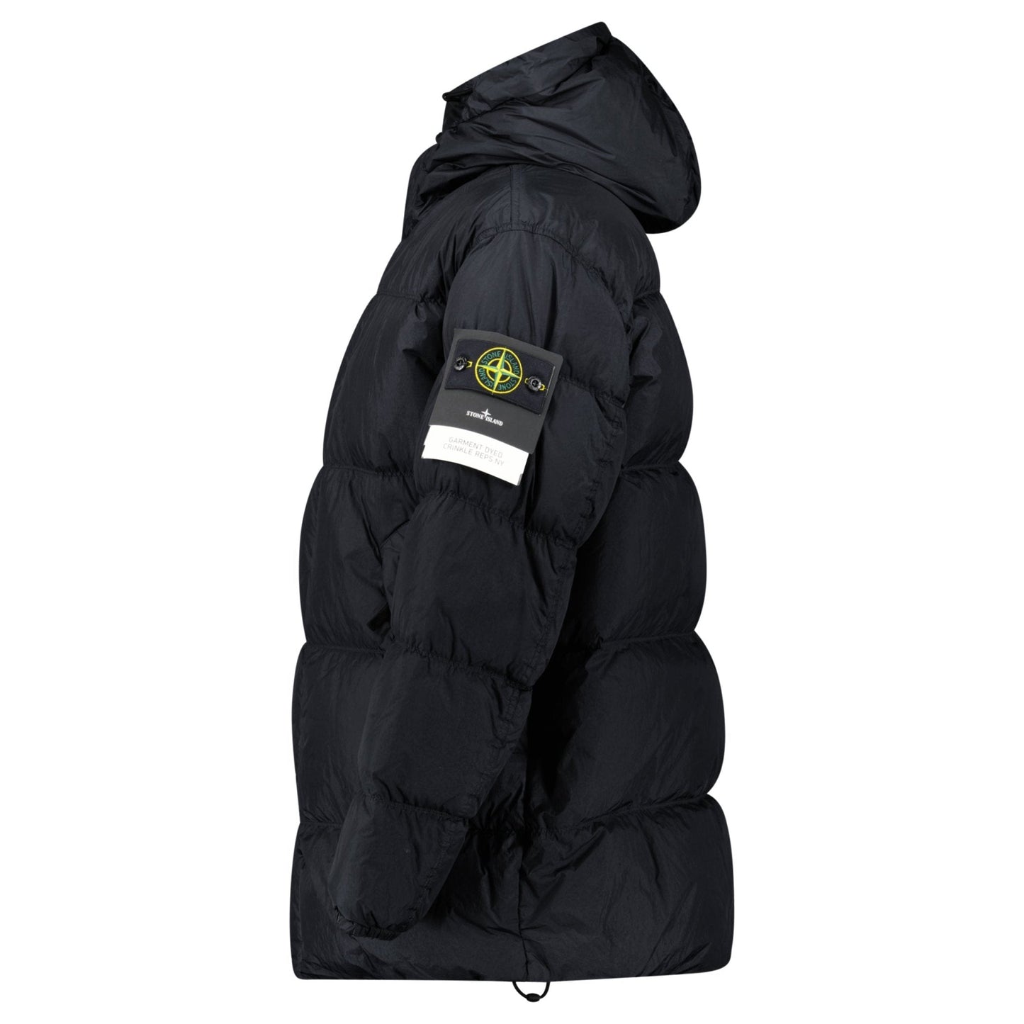 Stone Island Hooded Down Crinkle Reps NY Jacket in Black - Kick Game